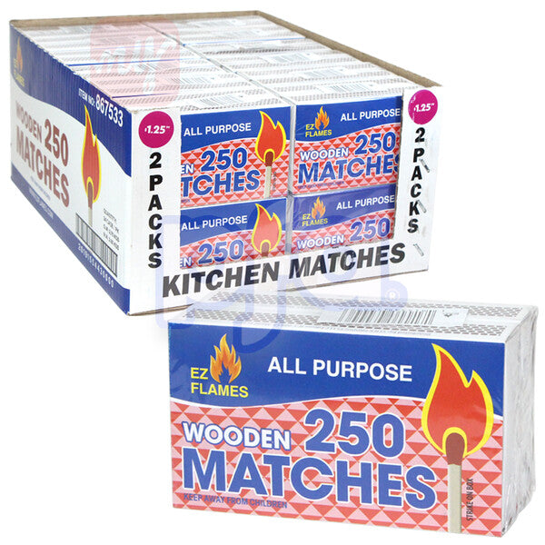 EZ Flames Kitchen Match 250ct 2Pk PDQ