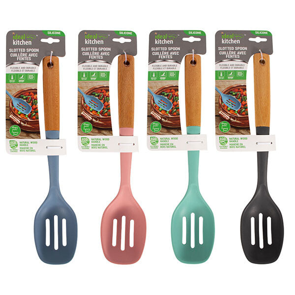 Ideal Kitchen Silicone w/ Wood Handle  Slotted Spoon