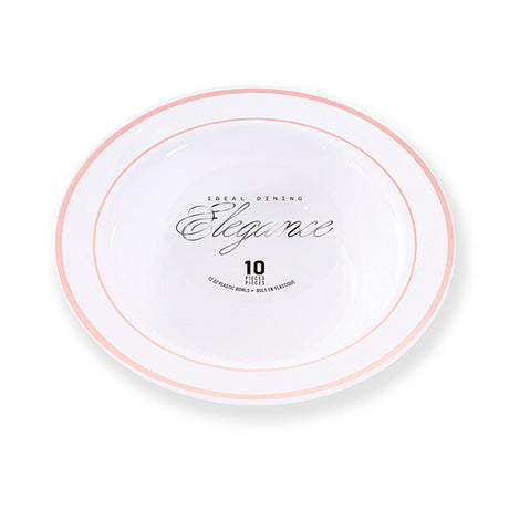 Elegance Bowl 12oz White + 2 Line Stamp Rose Gold