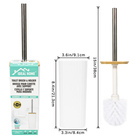 Ideal Home Stainless Steel Toilet Brush w/ Bamboo Lid