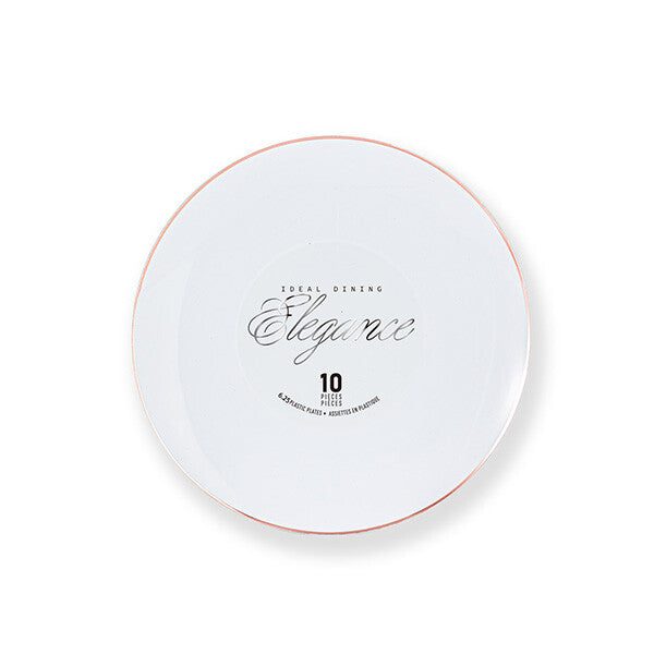 Elegance Plate 6.3" White + Rim Stamp Rose Gold