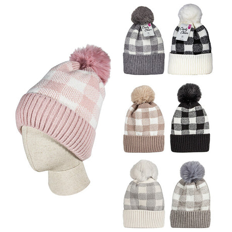 Cindy Claire Ladies Pom Hat w/Fur Lining