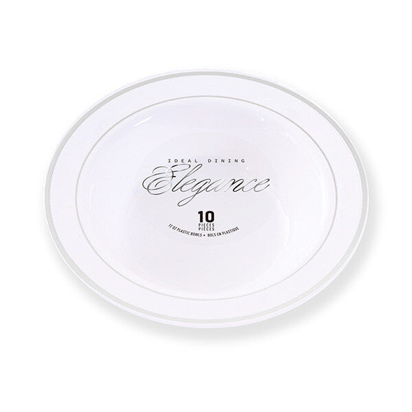 Elegance Bowl 12oz White + 2 Line Stamp Silver
