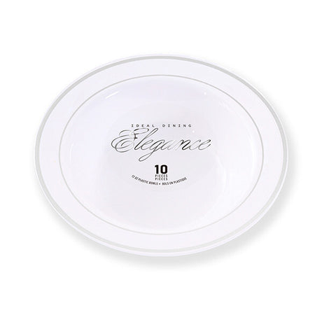 Elegance Bowl 12oz White + 2 Line Stamp Silver