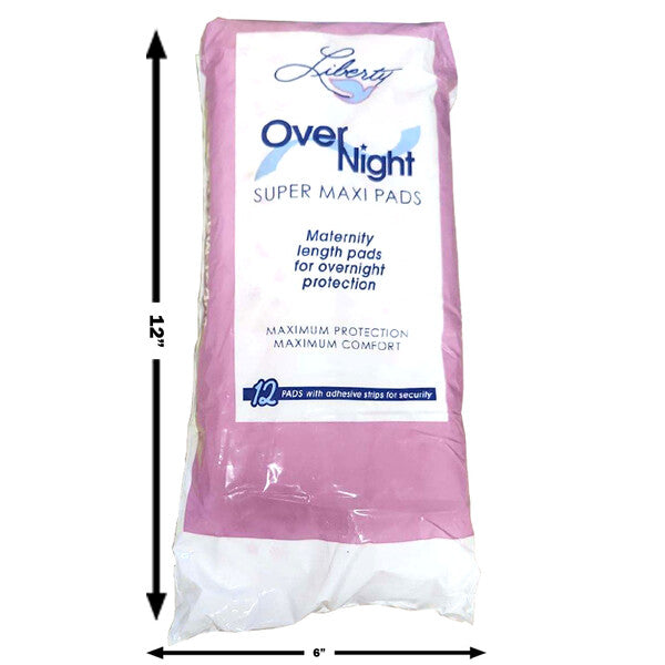 Liberty Super Maxi Pads 12 Count Overnight