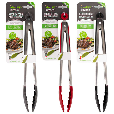 Ideal Kitchen Stainless Steel Silicone Tong 12in