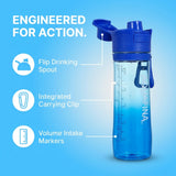 Aquafina 33 oz Sports Water Bottle with Straw Nozzle and Carry Handle – Glacier Blue