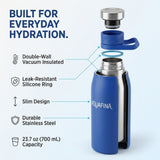 Aquafina Stainless Steel Vacuum Insulated Water Bottle with Carry Loop, 23.7 oz – Deep Blue