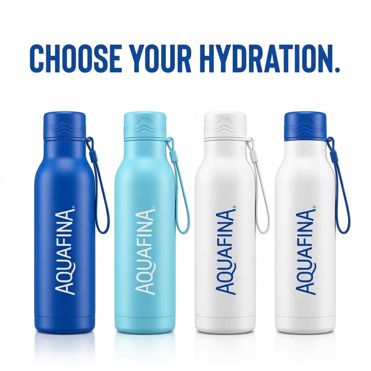 Aquafina Stainless Steel Vacuum Insulated Water Bottle with Carry Loop, 23.7 oz – Deep Blue